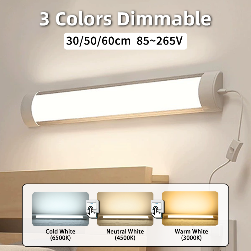 Commercial Kitchen Lights - 調光可能な強度のLEDチューブライト,3色,キッチン,バスルーム,寝室,60cm, 20W, 220v,110v
