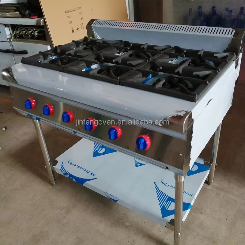 Commercial Kitchen Kitchen - 業務用厨房機器 プロ仕様 6口ガスコンロ 工業用ポータブルガスストーブ スタンド付き