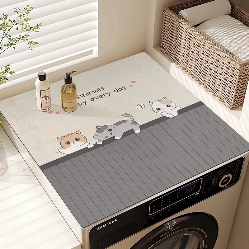 Commercial Kitchen Prep Table - VIKAMA ミニマリスト漫画洗濯機カバーマット吸収性滑り止めキッチン排水マットワークトッププロテクター家の装飾