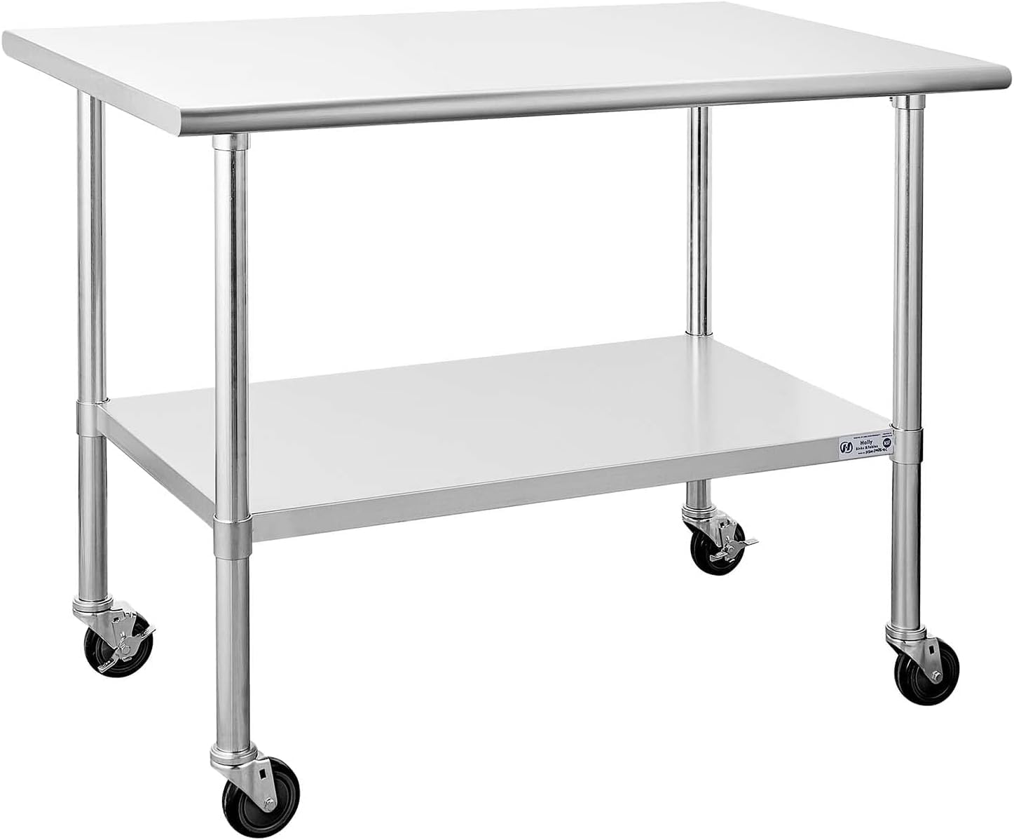 Commercial Kitchen Prep Table - ステンレス製調理台 30x48インチ キャスター付き 業務用4輪キャスター NSF認証 金属製ヘビーデューティーワークベンチ