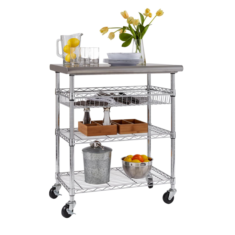 Commercial Kitchen Prep Table - カスタマイズ可能な業務用作業台 ユーティリティカート 調理台 レストラン、キッチン、ガレージ、ホテル、家庭用 ステンレス製天板 NSF認証