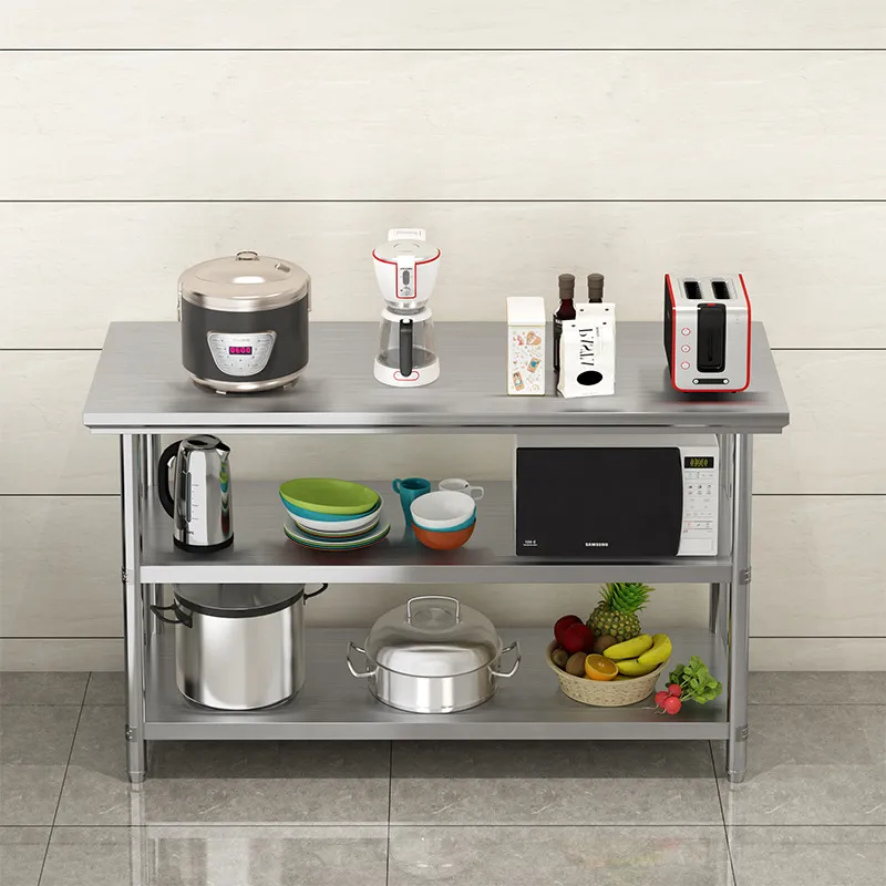 Commercial Kitchen Prep Table - ステンレス製ワークベンチ キッチン作業台 二層・三層フラットサーフェス 重量級業務用調理台
