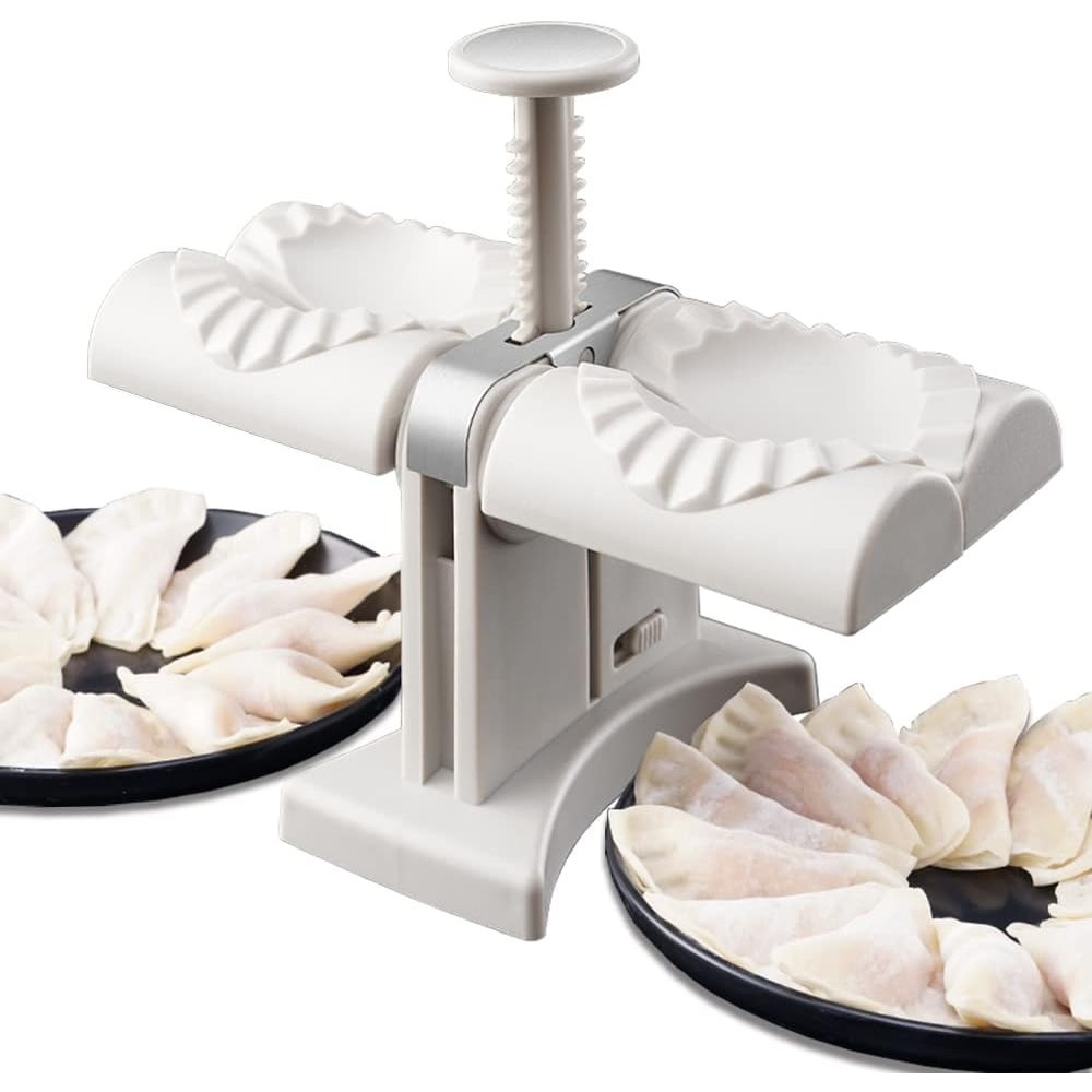Commercial Kitchen Supplies - 自動餃子製造機、お手入れ簡単、ダブルヘッドプレス型、パイ・ワンタン型、DIY再利用可能キッチンガジェットアクセサリー