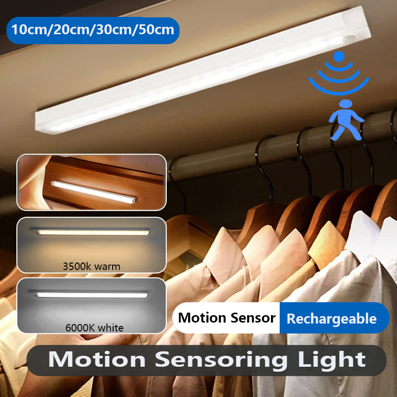 Commercial Kitchen Lights - LEDモーションセンサーライトワイヤレスナイトライト充電式ロングストリップバーランプキッチンキャビネットワードローブベッドサイド階段用