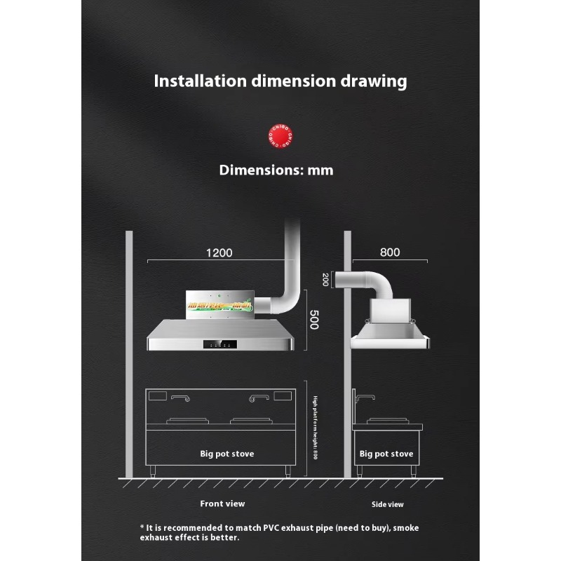 Commercial Kitchen Hoods - セントラルキッチン用ステンレス製業務用レンジフード レストラン用油煙浄化器