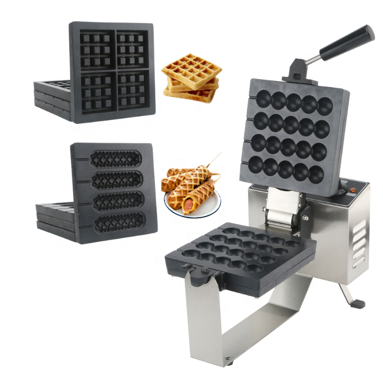 Commercial Kitchen Plumbing - 4スロットワッフル焼き器、取り外し可能なプレート設計、業務用グレードのスナック製造ツール、カフェやキッチンで簡単に掃除可能