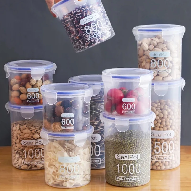 Commercial Kitchen Refrigerator - 1/4 個密封瓶スケール穀物クリスパーキッチン冷蔵庫整理密封容器クリアジャースパイス砂糖収納ボックス