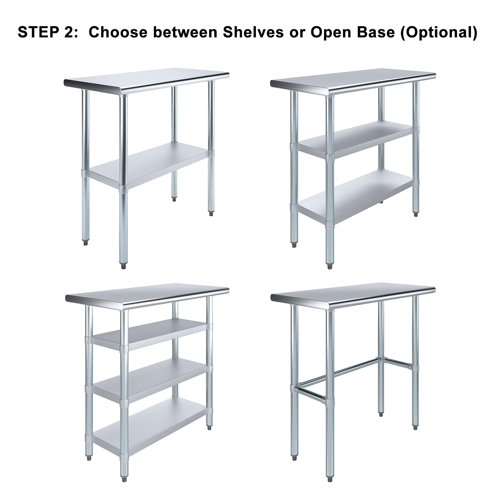 ステンレス製テーブル＋キャスター追加 |   43サイズから - Commercial Kitchen Prep Table のレビューと価格