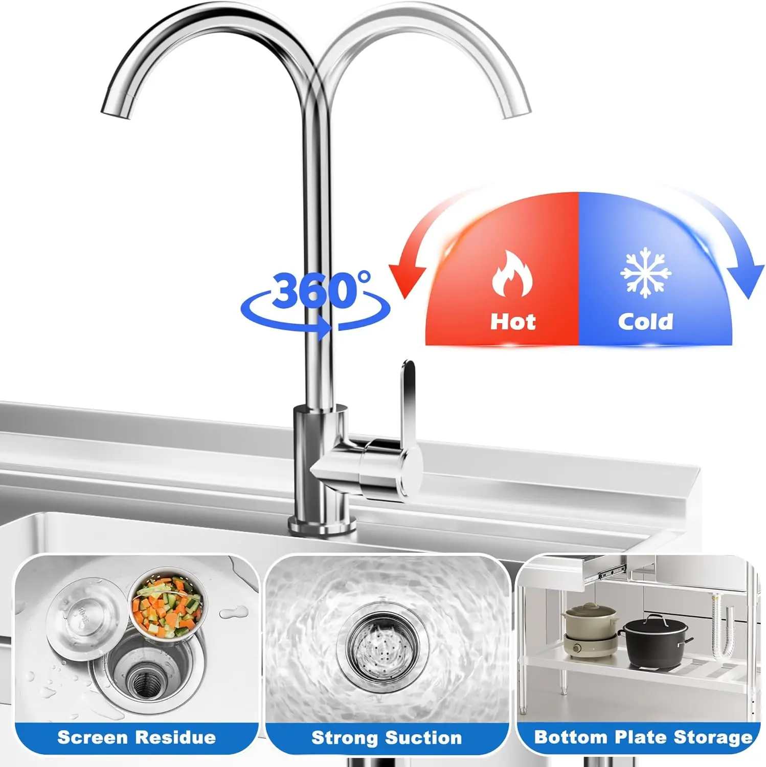 ステンレス製ユーティリティシンク（引き出し＆配管付き）シング - Commercial Kitchen Plumbing のレビューと価格