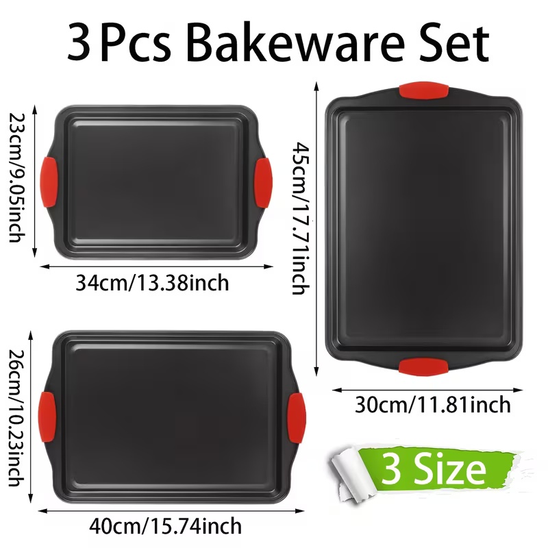 新しいノンスティックパンベーキングトレイ、赤いシリコンハンド - Rotary Bakery Oven のレビューと価格