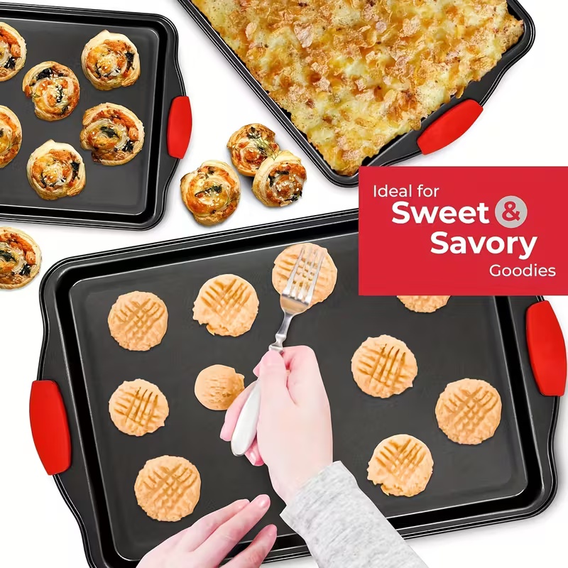 新しいノンスティックパンベーキングトレイ、赤いシリコンハンド - Rotary Bakery Oven のレビューと価格