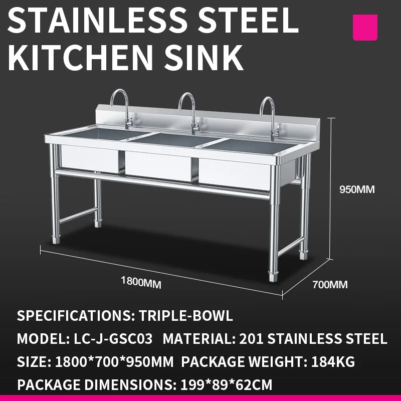 キッチンシンク—業務用カフェテリアおよびレストラン向け二槽式 - Commercial Kitchen Kitchen のレビューと価格