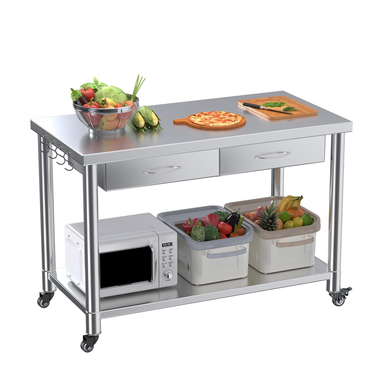 ステンレス製テーブル（引き出し付き）、48インチx24インチ - Commercial Kitchen Prep Table のレビューと価格
