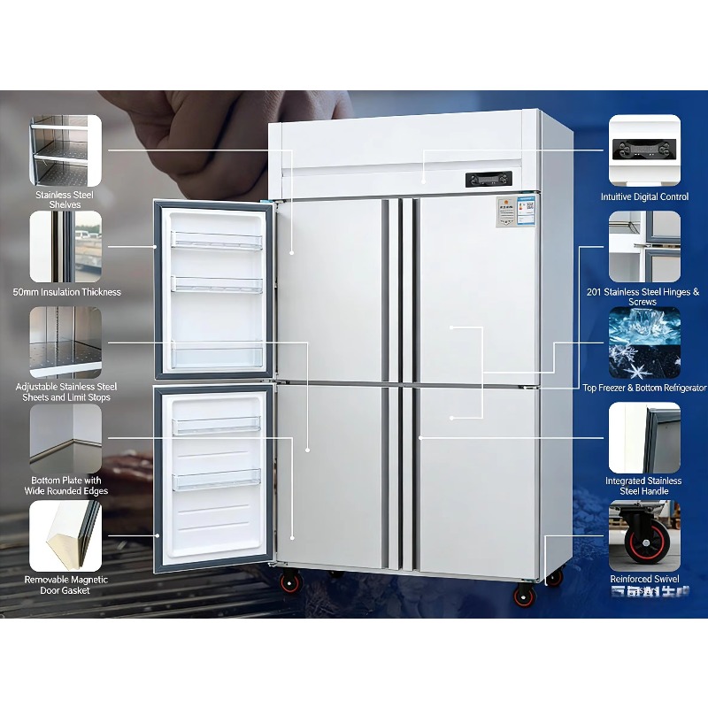 業務用ステンレス製直立型冷凍庫、二重温度4/6ドア冷蔵庫（ホ - Commercial Kitchen Kitchen のレビューと価格