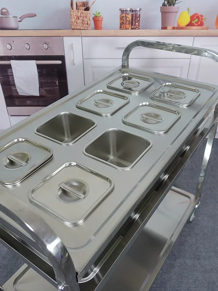 ステンレス製二層式移動調味料トラック、業務用セルフサービス鍋 - Commercial Kitchen Plumbing のレビューと価格