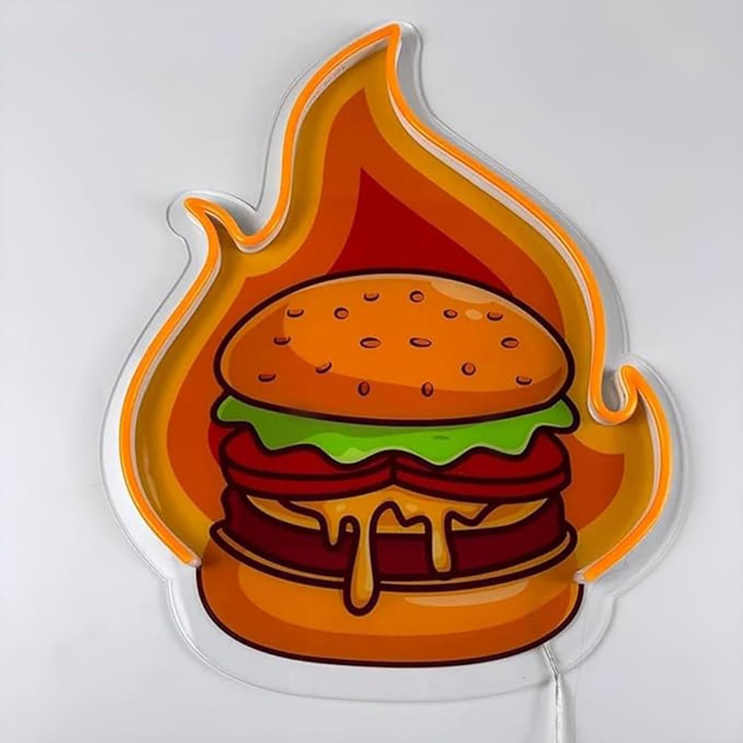 バーガーネオンサインLEDハンバーガーウォールライト、レスト - Commercial Kitchen Lights のレビューと価格