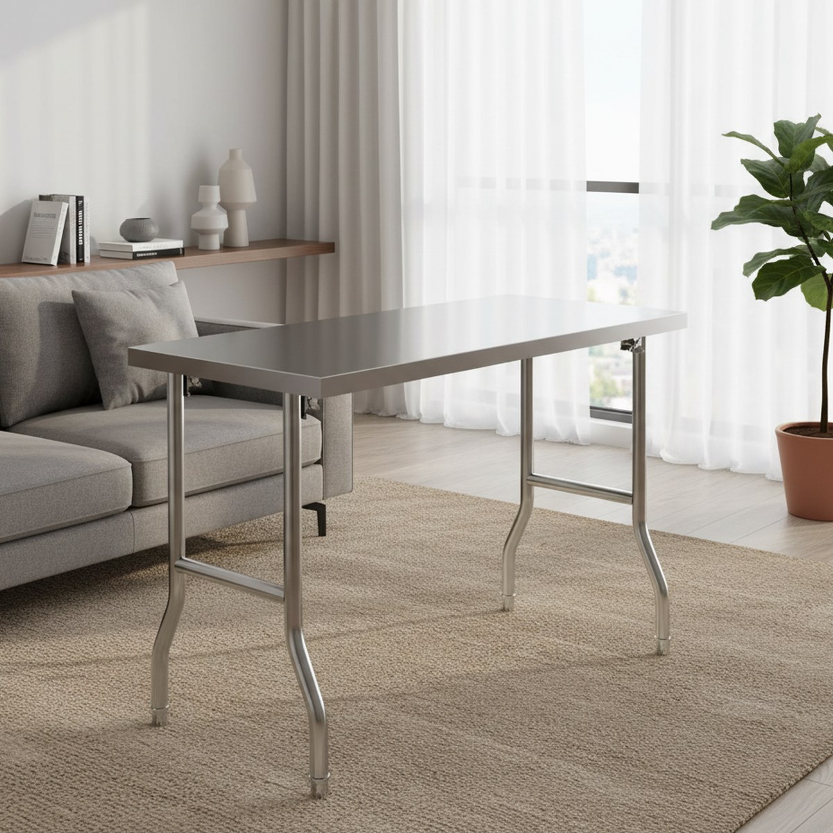 頑丈なステンレス製折りたたみ式調理台 24x48インチ 業務 - Commercial Kitchen Prep Table のレビューと価格